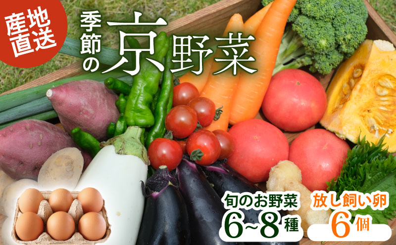 【産地直送】旬のお野菜詰め合わせ 京野菜セット8種類 平飼い卵 6個付き