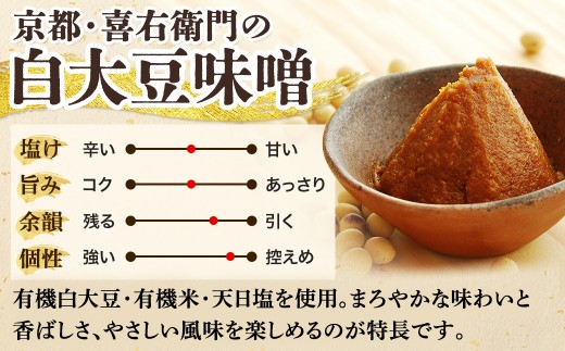 京都・喜右衛門 有機 白大豆味噌 800g〈味噌 みそ 有機 無添加 オーガニック 天然醸造 手作り 発酵食品 調味料〉 56210291