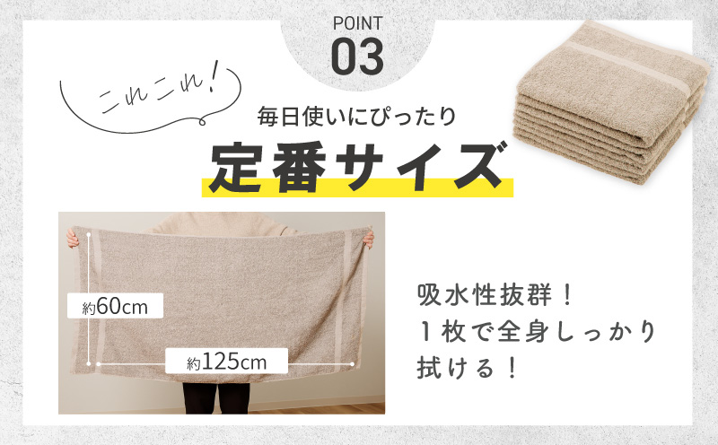 濃色カラー バスタオル 4枚セット（ブルーグレー＆サンドベージュ 各2枚）【泉州タオル 国産 吸水 普段使い シンプル 日用品 家族 ファミリー】