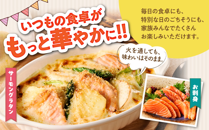 【スピード発送】アトランティックサーモン 600g【小分け ポーション 柵切り 刺身 魚介 海鮮 さーもん 生食 訳あり サイズ不揃い】
