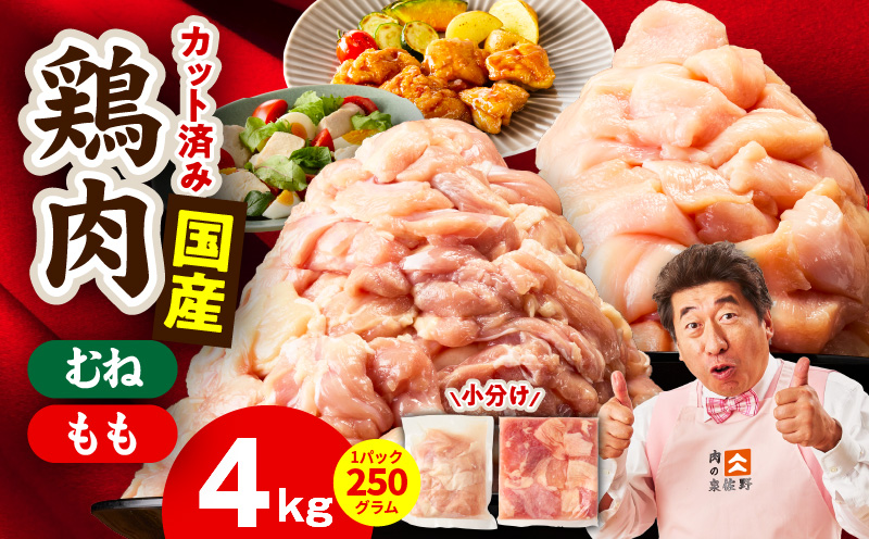 【カット済み】国産 鶏肉セット 4kg（もも ＆ むね）【スピード発送 氷温熟成×極味付け 小分け 鶏肉 とり 簡単調理 唐揚げ 親子丼 冷凍】