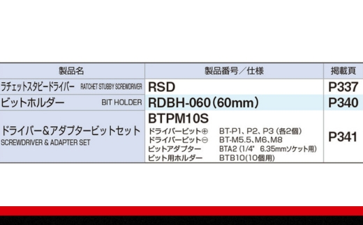 TONE トネ ラチェットスタビードライバーセット ( RSD10S ) 15001-30025152 ｜ 工具 整備士 自動車 バイク DIY メンテナンス