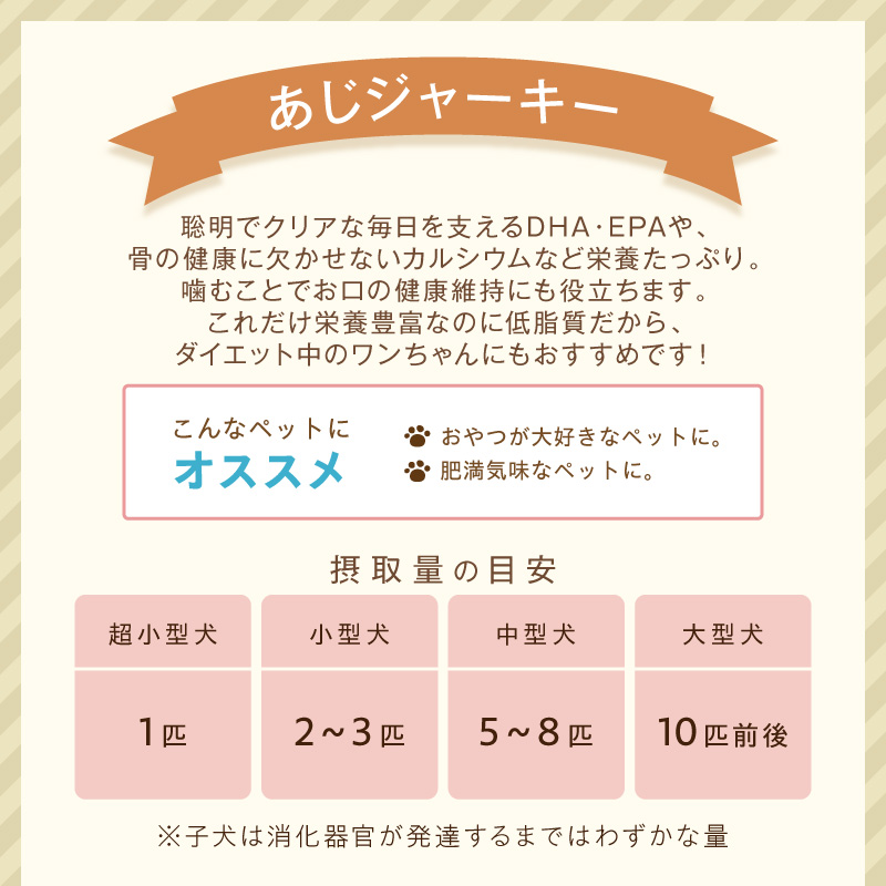 ペットフード研究所 国産無添加【低脂肪・低脂質】あじジャーキー 100g【087E-052】