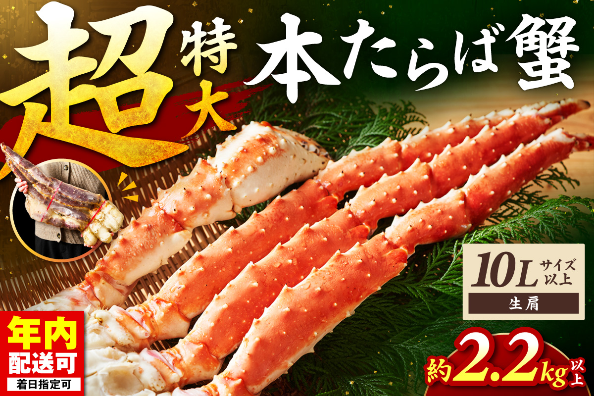 【1肩2.2kg以上の超極太10L以上メガサイズ】一番人気！ 本たらば蟹 生肩 約2.2kg以上～ 目視選別【087B-064】