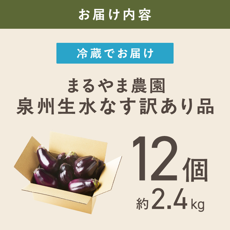 まるやま農園 泉州生水なすB級訳あり品 12個入【087D-159】