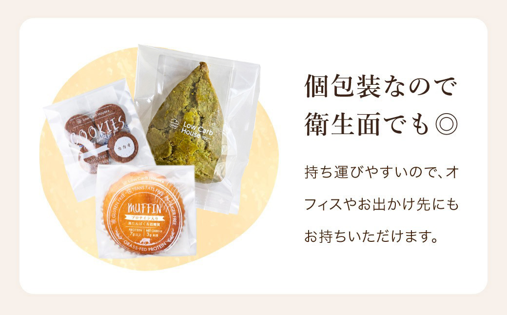 グルテンフリー 低糖質スイーツ お試しセット クッキー5種 マフィン8種 スコーン5種 / スイーツ マフィン 焼き菓子 詰め合わせ 朝食 お菓子 焼菓子 糖質オフ 個包装 ギフト（小麦粉・砂糖・トランス脂肪酸・人工甘味料・不使用）【LowCarbHouse 】
