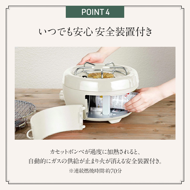 アラジン ガスコンロ ヒバリン ホワイト SAG-HB01FW ポータブル ポータブルガスコンロ カセットボンベ アウトドア キャンプ 焼肉 おしゃれ 兵庫 加西市 調理 家電 インテリア 卓上 ガスグリル 持ち運び 遠赤グラファイト