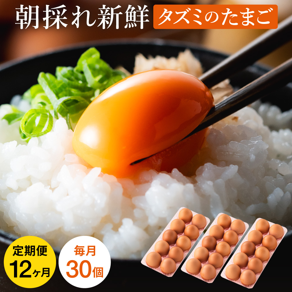 【累計600万個突破！】★TVで紹介されました★【定期便】タズミの卵Ｌサイズ（30個×12ヶ月）097AB01N.／こだわり卵 市川町産 兵庫県産 たまご 卵 たまごかけご飯 玉子 生卵 鶏卵 タマゴ 卵焼き TKG 12か月 定期便