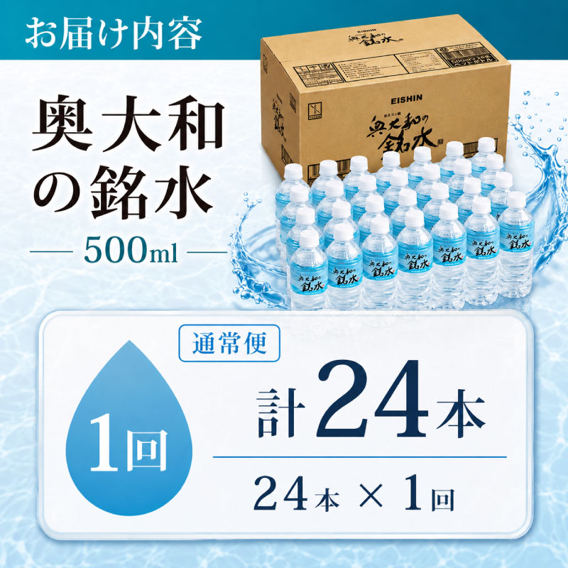 奥大和の銘水 500ml×24本（1箱24本入り×1箱） 水 美味しい水 月ヶ瀬の水 奥大和の銘水24本セット シリカ水 軟水 賞味期限2年 長期間保存可能 永伸商事株式会社