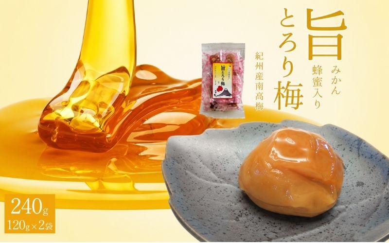 紀州南高梅 旨とろり梅 はちみつ入り 240g（120g×2）個包装 / 和歌山 和歌山県産 田辺市 南高梅 はちみつ梅干し 梅干し 個包装【nag009】