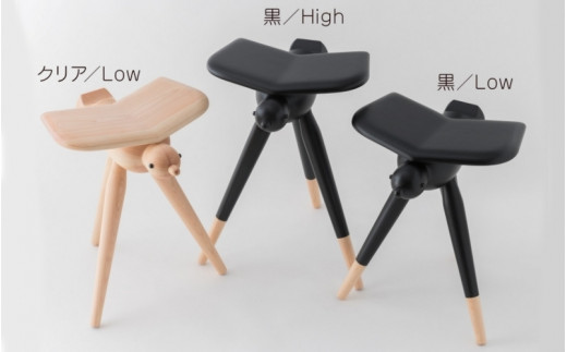 ヤタガラススツール（顔なし・Low）黒 / 和歌山 田辺市 紀州材 ヒノキ 檜 イス スツール インテリア 八咫烏 【ymt004】