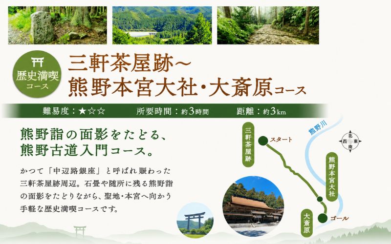 難易度★語り部と歩く世界遺産熊野古道　コース②　三軒茶屋跡⇒熊野本宮大社＋大斎原（1～20名様）体験 観光 歴史 熊野本宮大社 熊野三山 巡礼 【khk002】