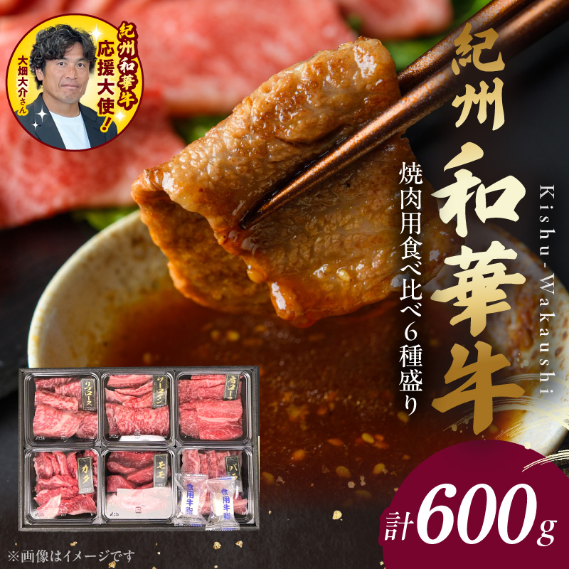 紀州和華牛　焼肉用　食べ比べ　6種盛り　600g_BN6128