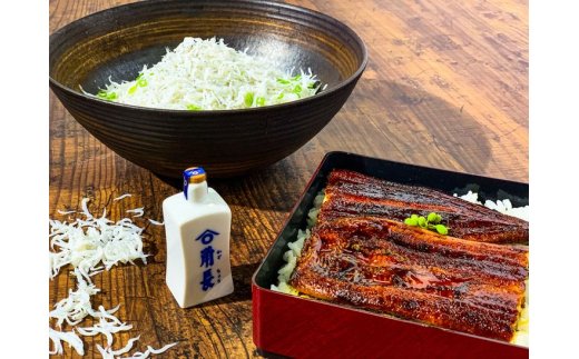うなぎ蒲焼2本と釜揚げしらす300gコラボセット 【角長特製醤油タレ付き】【湯浅町×有田川町】   ※着日指定不可_E6101n