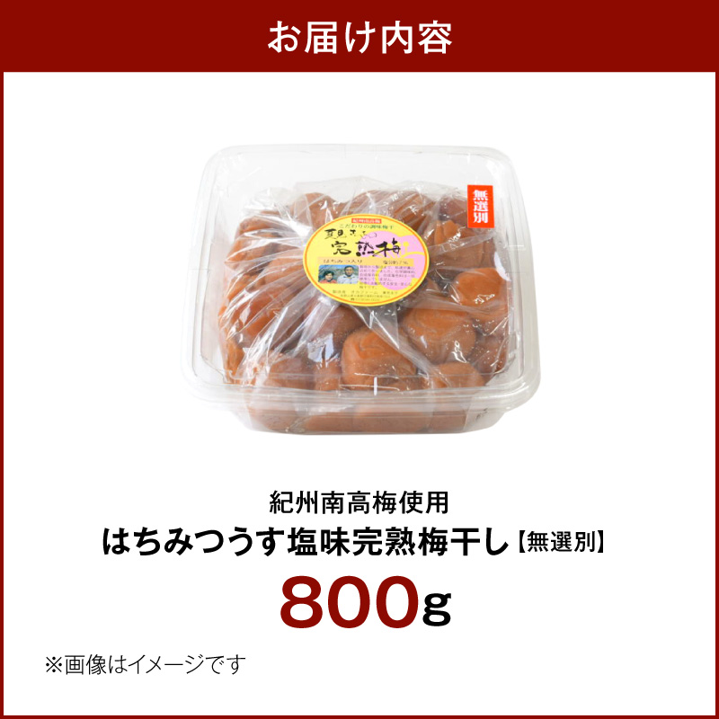 紀州南高梅使用 はちみつうす塩味完熟梅干し 無選別 800g_ZD7034