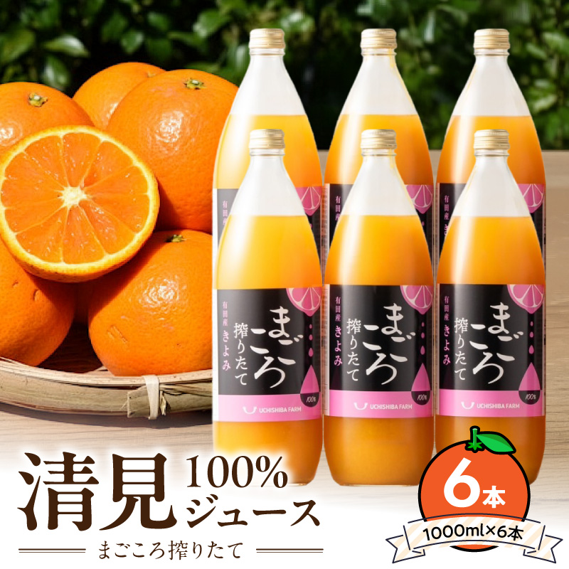 【まごころ搾りたて】清見 100%ジュース 1000ml 6本_ZE6405n