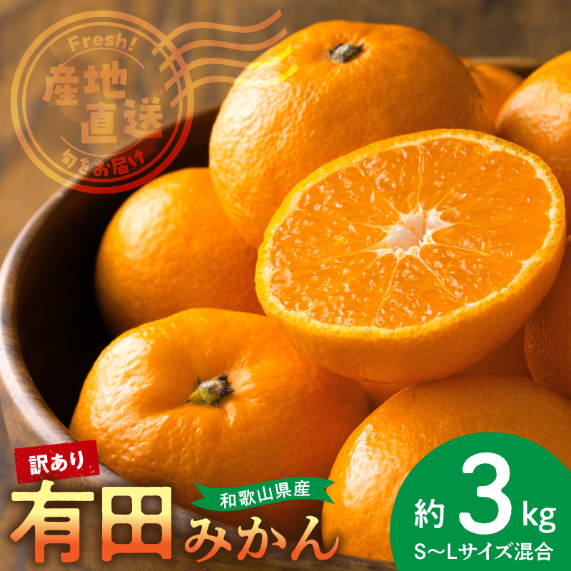 【産地直送】和歌山県産 有田みかん 3kg サイズ混合 【訳あり】_BL6171