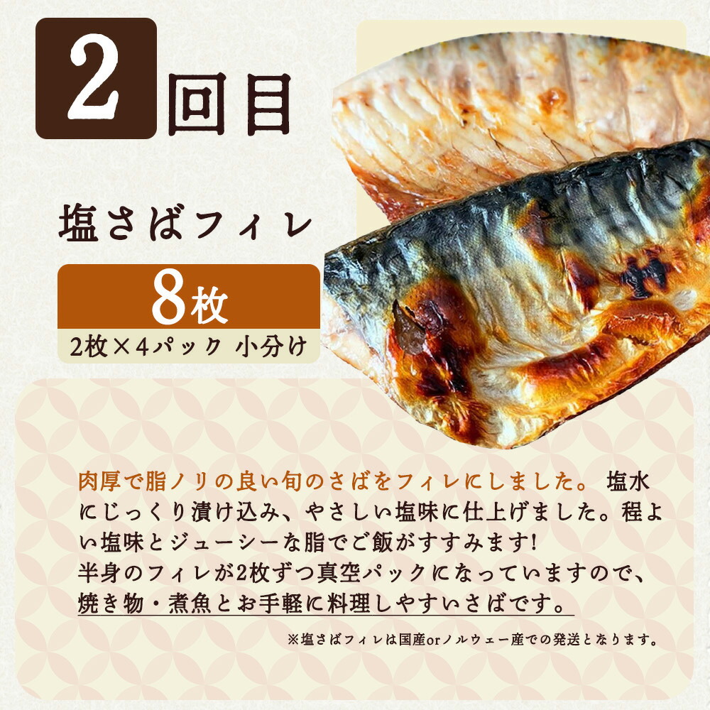 【定期便 全4回】魚鶴商店が選ぶ人気お魚H(銀鮭切身・サバフィレ・魚切身・海鮮漬)_G60-T39