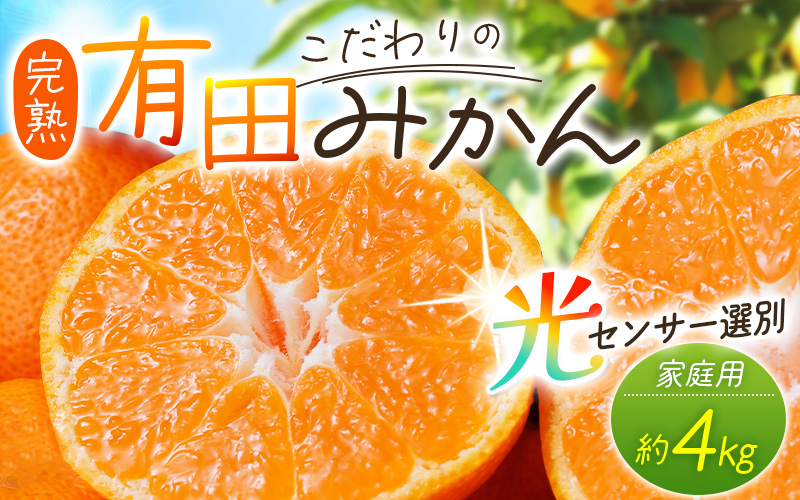 【2026年11月発送分】＼光センサー選別／農家直送 こだわりの有田みかん 約4kg＋150g(傷み補償分) 【ご家庭用】【11月発送】みかん ミカン 有田みかん 温州みかん 柑橘 有田 和歌山【nuk148-11C】
