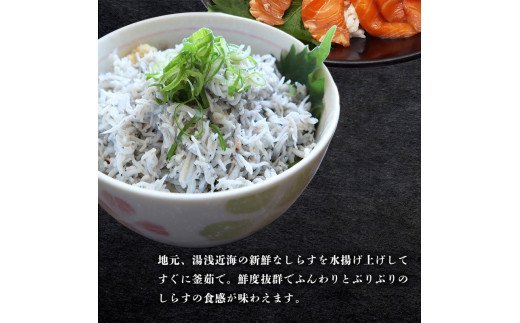 紀州湯浅醤油を使ったサーモンとカンパチの漬け＆釜揚げしらすの 海鮮丼 ３種セット×２ 計６００g【uot757B】