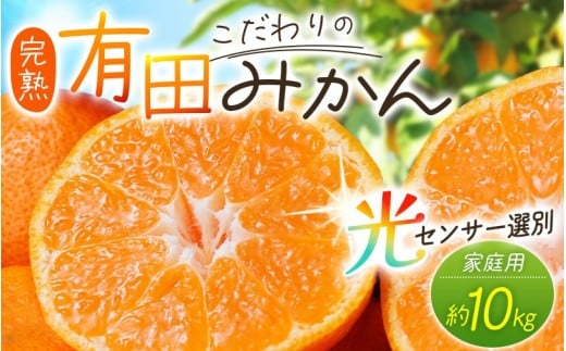 【2027年1月発送予約分】＼光センサー選別／ 農家直送 こだわりの 完熟 有田みかん 約10kg＋150g(傷み補償分) 【ご家庭用】【1月発送】 有機質肥料100% 有田みかん みかん ミカン 蜜柑 柑橘 果物 フルーツ 甘い 温州みかん 先行予約 【nuk101-01A】