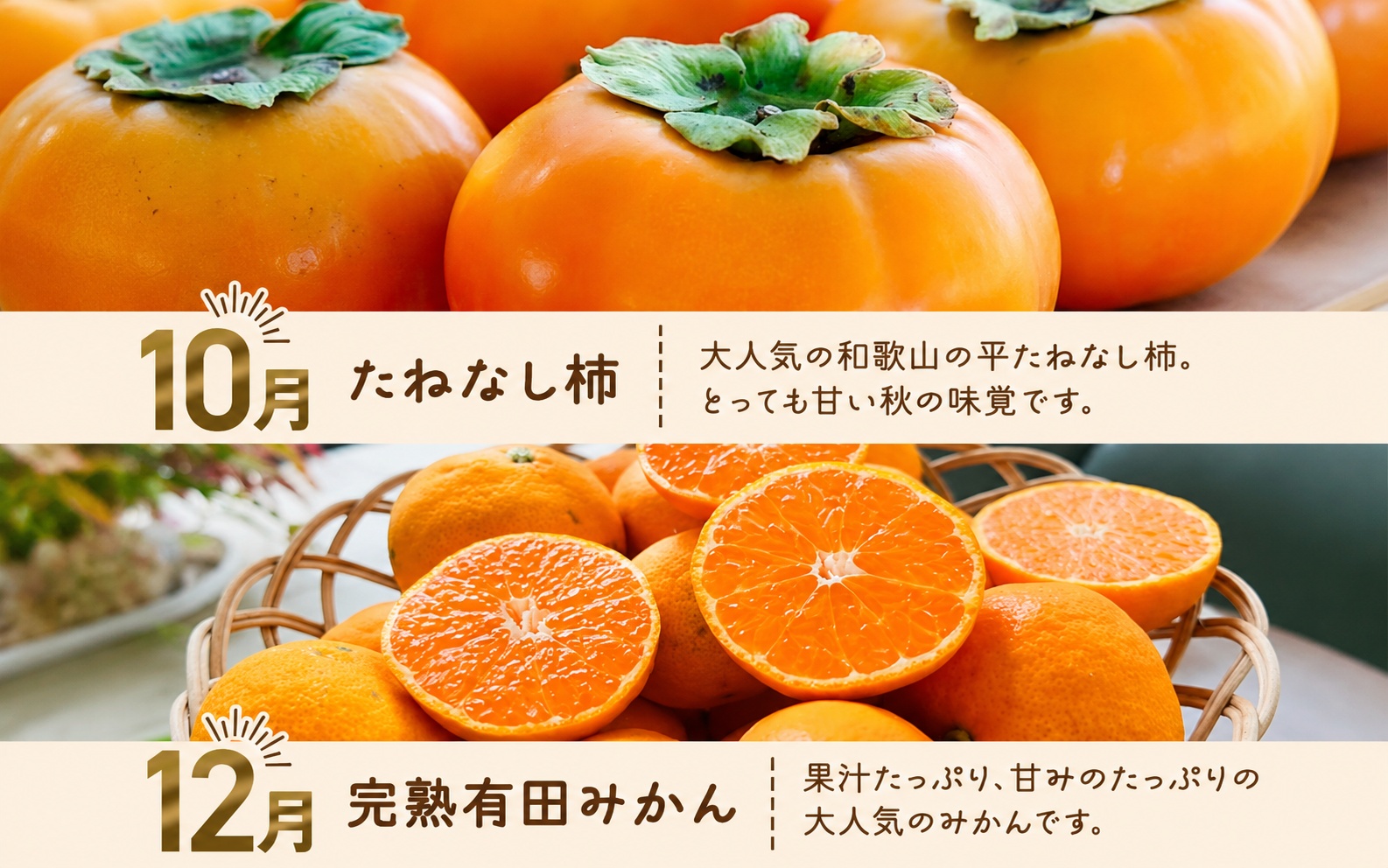 わかやま 旬の フルーツ 定期便【S】 全4回 / 有田みかん まりひめ いちご 桃 柿 ※北海道・沖縄・離島への配送不可【ard-tkb910】