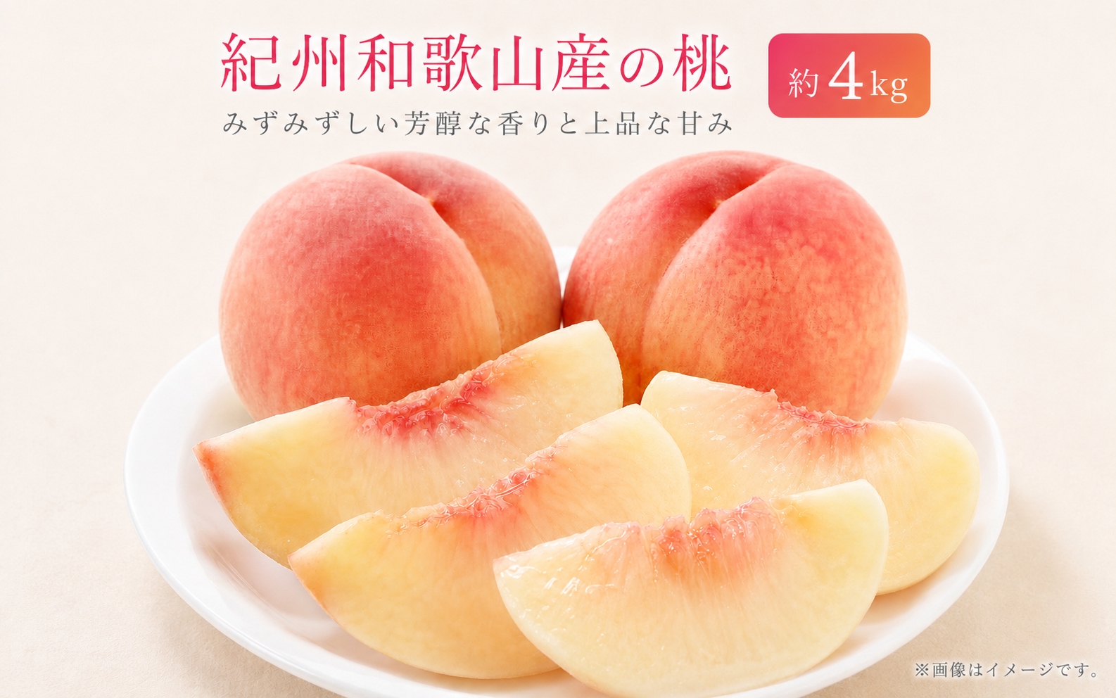 紀州和歌山産の桃　約4kg　化粧箱入 ※2027年6月下旬頃～8月上旬頃順次発送（お届け日指定不可）【uot723B】
