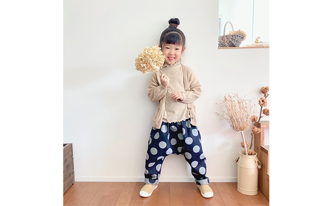 「大きなドット」児島デニムのサルエルパンツ（約100センチ） ファッション 子供服 キッズ 