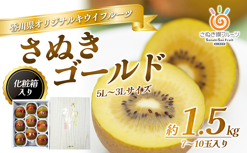 キウイ さぬきゴールドキウイ 香川県産 約1.5kg 化粧箱入り 香川県オリジナル品種 黄金色の果肉 追熟 食べごろ スムージー デザート 朝食 ギフト 贈り物 ゴールデンキウイ キウイフルーツ フルーツ 果物 くだもの 果実 五色青果 香川 香川県 東かがわ市