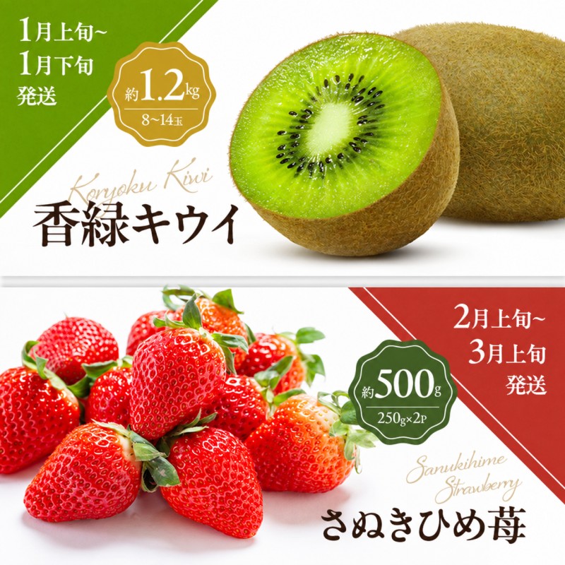 少しがうれしい讃岐のフルーツ定期便（全8回）【香緑キウイ】【さぬきひめ苺】【デコポン】【なつたより(びわ)】【シャインマスカット】【さぬきゴールドキウイ】【さぬきキウイっこ】【小原紅早生みかん】 46312746