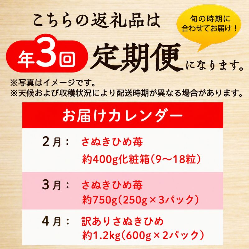 いちご 定期便 3ヶ月 3回 さぬきひめ さぬきひめ苺 香川県産 讃岐 さぬき 苺 イチゴ ストロベリー 果物 フルーツ くだもの 大粒 化粧箱 約400g 約750g 約1.2kg 250g × 3パック 訳あり 2月発送 3月発送 4月発送 香川県 東かがわ市 46312741