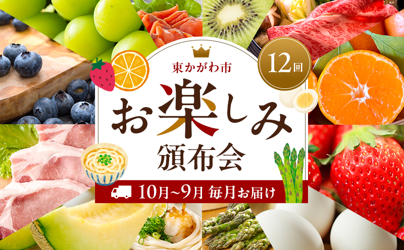 東かがわ市お楽しみ頒布会(12回) サーモン キウイ 黒毛和牛 みかん いちご 卵 アスパラ 讃岐うどん メロン 豚肉 ブルーベリー シャインマスカット 香川