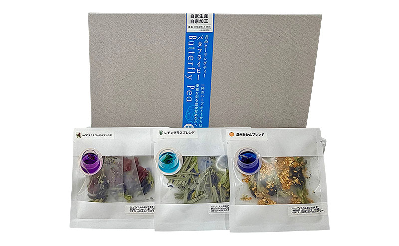 青のヒーリングティー select 3ティーバッグ入り(みかん風味・レモングラス風味・ハイビスカス風味) ハーブティー バタフライピー ノンカフェイン 愛媛県 東温 ギフト おしゃれ フォトジェニック おうちカフェ リラックス 美容 健康 ふるさと納税