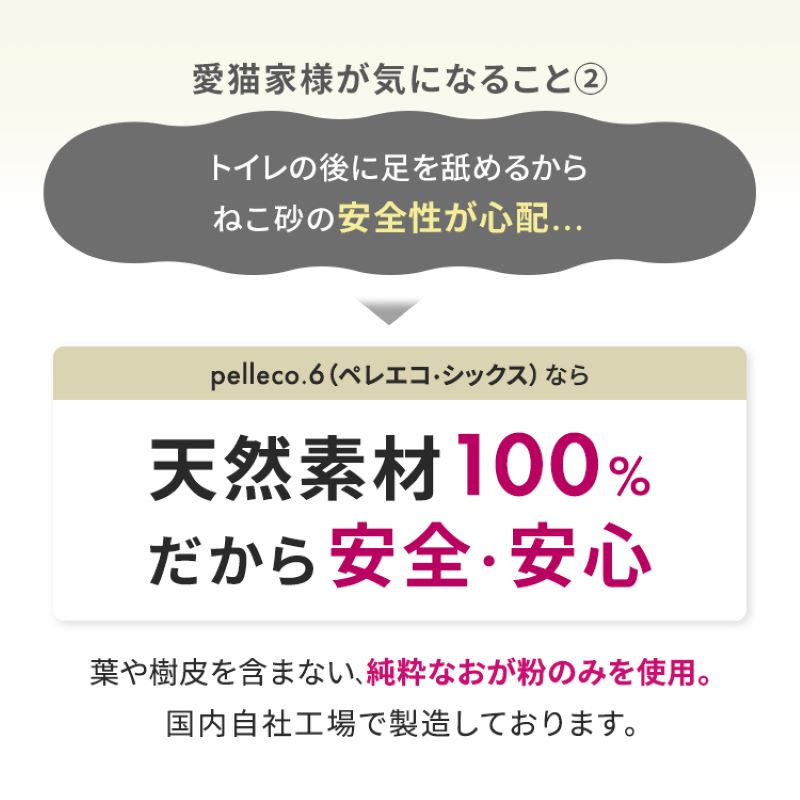 崩れるタイプの猫砂 plleco.6（ペレエコ・シックス） 雑貨 日用品 ペット 素早く 吸収 安心 安全 天然木材 高品質 低価格 ねこちゃん ニオイ オシッコ 除菌 抗菌 消臭 防虫 リラックス 抗酸化 