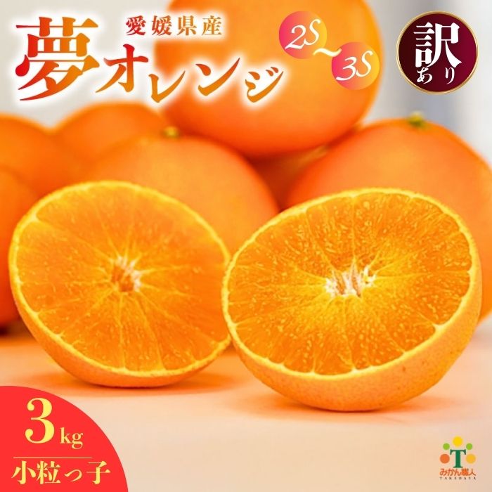 【訳あり】 みかん職人の夢おれんじ 小粒っ子 3kg 【発送期間：11月中旬～1月下旬】 みかん オレンジ 愛果28号 紅マドンナ と同品種 紅まどんな と同品種 柑橘 果物 果実 フルーツ かんきつ デザート ミカン 夢オレンジ 訳あり 訳アリ わけあり 期間限定 数量限定 年末 年始 愛媛県 愛南町 みかん職人武田屋