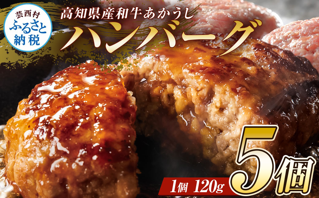創業50年老舗レストランの幻の和牛あかうしハンバーグ120g×5コ（ソース無し）人気惣菜 数量限定 牛肉 豚肉 故郷納税 9000円 焼くだけ 溢れる肉汁 土佐あか牛 ハンバーグ 小分け 緊急支援品