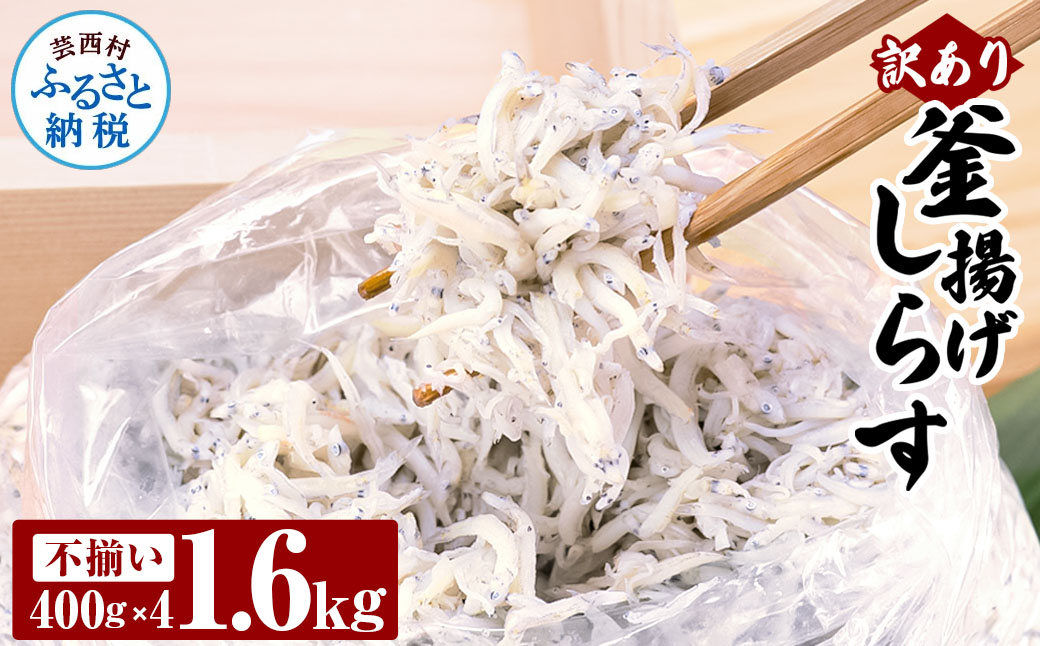 訳あり釜揚げシラス400g×4個 高知県産 釜揚げしらす 簡易梱包 わけあり 不揃い シラス 国産 釜揚げ 新鮮 しらす丼 海鮮丼 お茶漬け 冷凍配送 塩分控えめ お取り寄せ