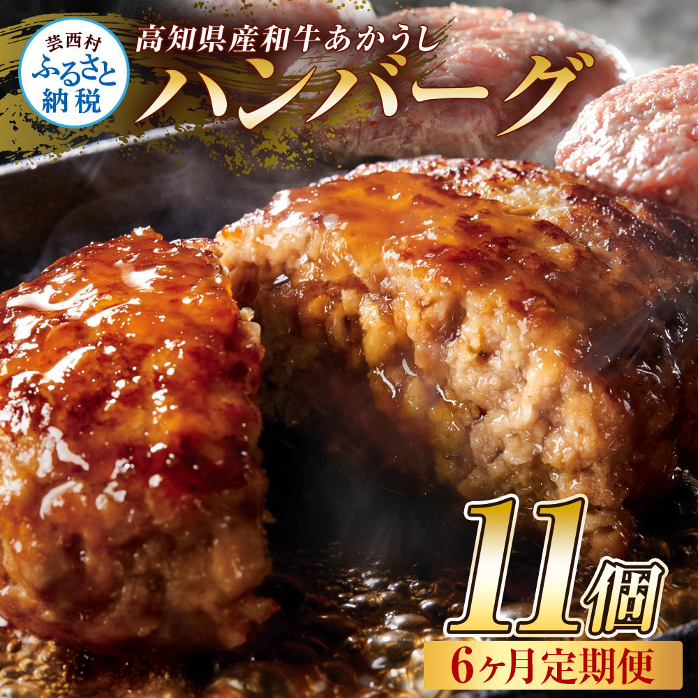 創業50年老舗レストランの幻の和牛あかうしハンバーグ120g×11ケ 6ヶ月定期便 土佐あかうし 美鮮豚 牛肉 高級 ハンバーグ 冷凍 美味しい 肉汁ハンバーグ 焼くだけ 小分け 個包装 高級 国産 定期便