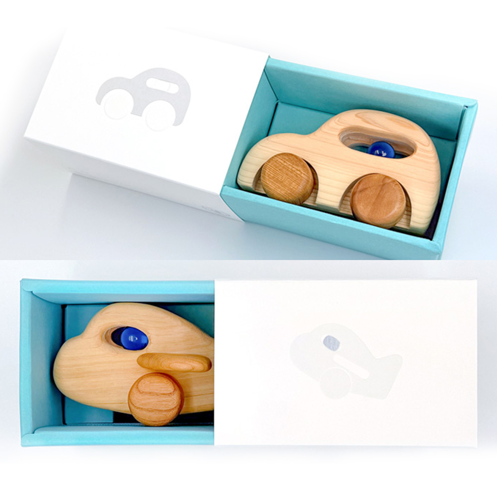 山のくじら舎 ブーブー＆ひこうき まる 木製 玩具 赤ちゃん ベビー 幼児 乗り物 車 ギフト 包装 ラッピング プレゼント 贈り物 贈答 出産祝い 誕生日祝い のし 熨斗対応 高知県産