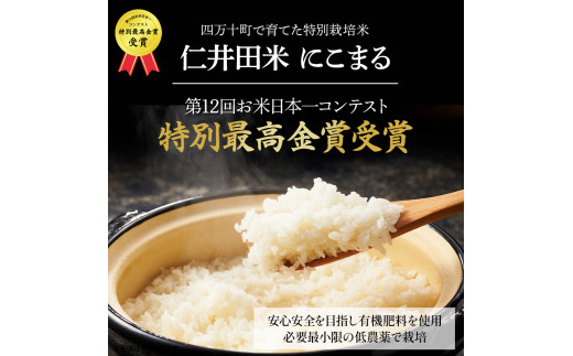 ◎令和７年産◎四万十育ちの美味しい仁井田米（香り米入り）【10kg×12回の定期便】高知のにこまるは四万十の仁井田米。／Rbmu-E11