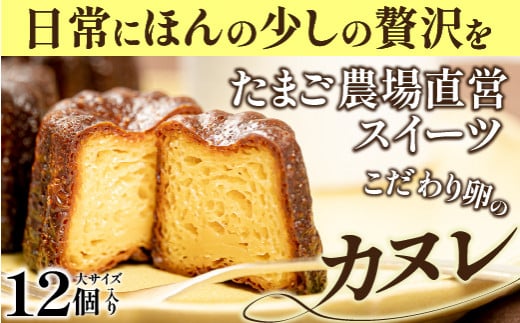 たまご農場直営スイーツ!こだわり卵の食べ応え抜群!大きなカヌレ 12個／Gbn-A41