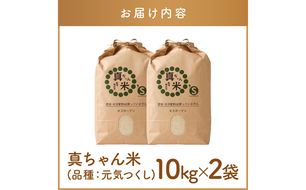 【G2-008】【令和8年産】農薬・化学肥料不使用 真ちゃん米 20kg