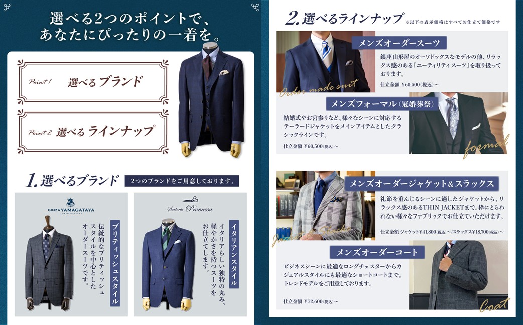 【M1-005】銀座山形屋 メンズオーダー仕立券（120,000円分）
