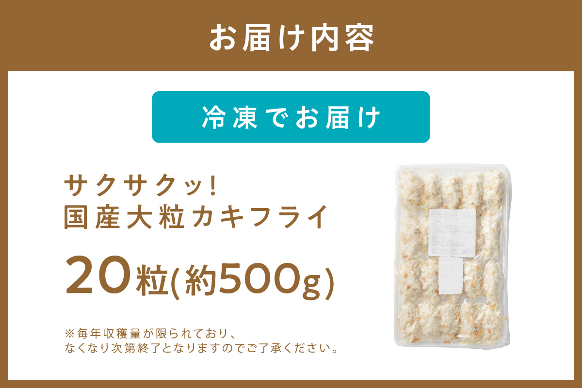 サクサクッ!　国産大粒カキフライ20粒 カキフライ カキ かき  牡蠣 魚貝類 貝 海鮮【001-0066】
