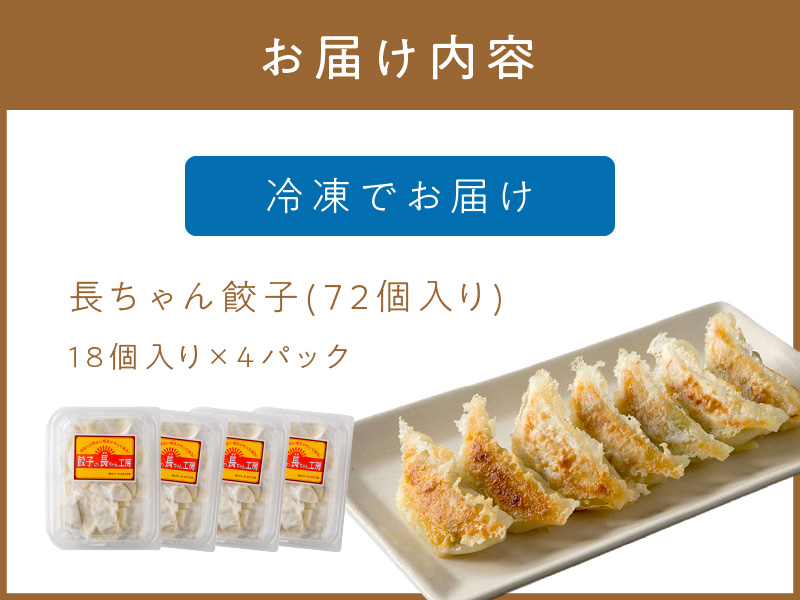TVで紹介されました！長ちゃん餃子4パック(72個入り)【008-0001】