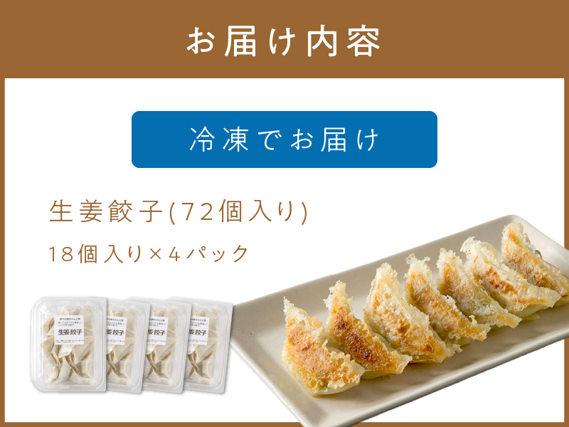 生姜餃子4パック(72個入り)【008-0002】
