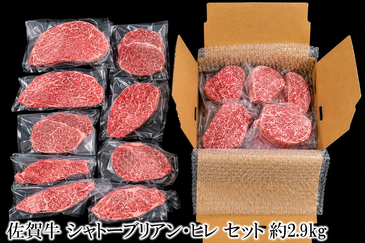 佐賀牛シャトーブリアン・佐賀牛フィレ 約2.9kg 156-J2026