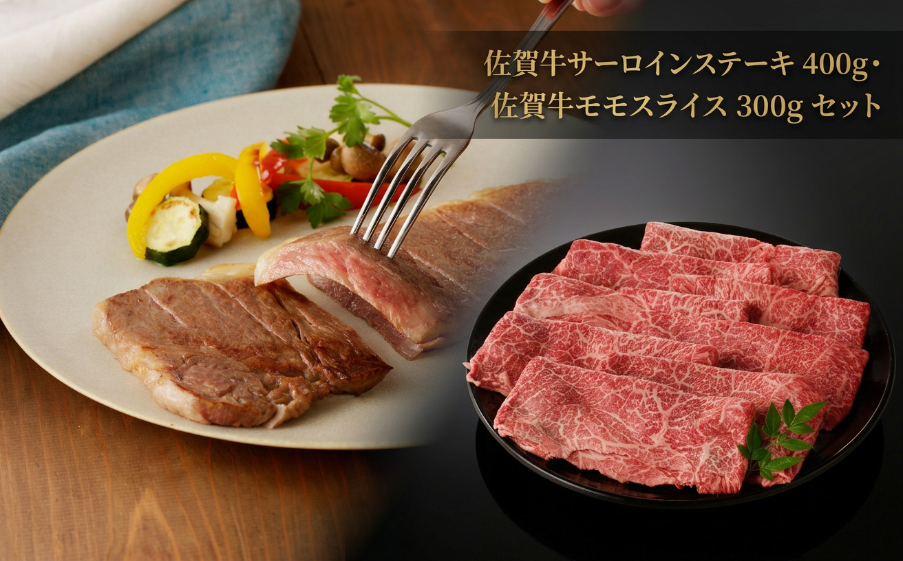 佐賀牛サーロインステーキ・佐賀牛モモスライスセット 156-J2593
