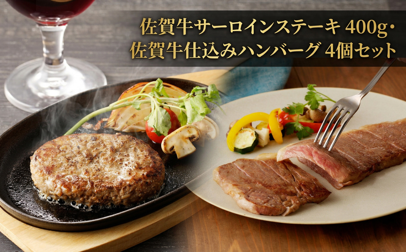 佐賀牛サーロインステーキ・佐賀牛仕込みハンバーグセット 156-J2592