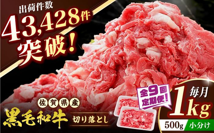 【全9回定期便】 佐賀産和牛 切り落とし 1kg（500g×2P） 吉野ヶ里町/石丸食肉産業  [FBX054]